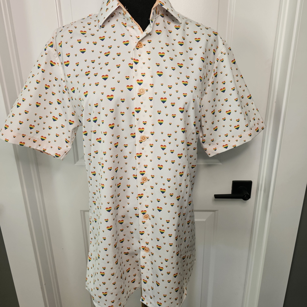 White Dress Shirt with Floral Pattern